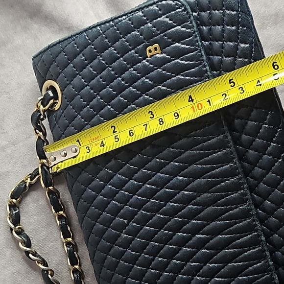 Bally Double Flap Navy Leather Gold Chain Crossbody Shoulder Bag Purse - Picture 14 of 15